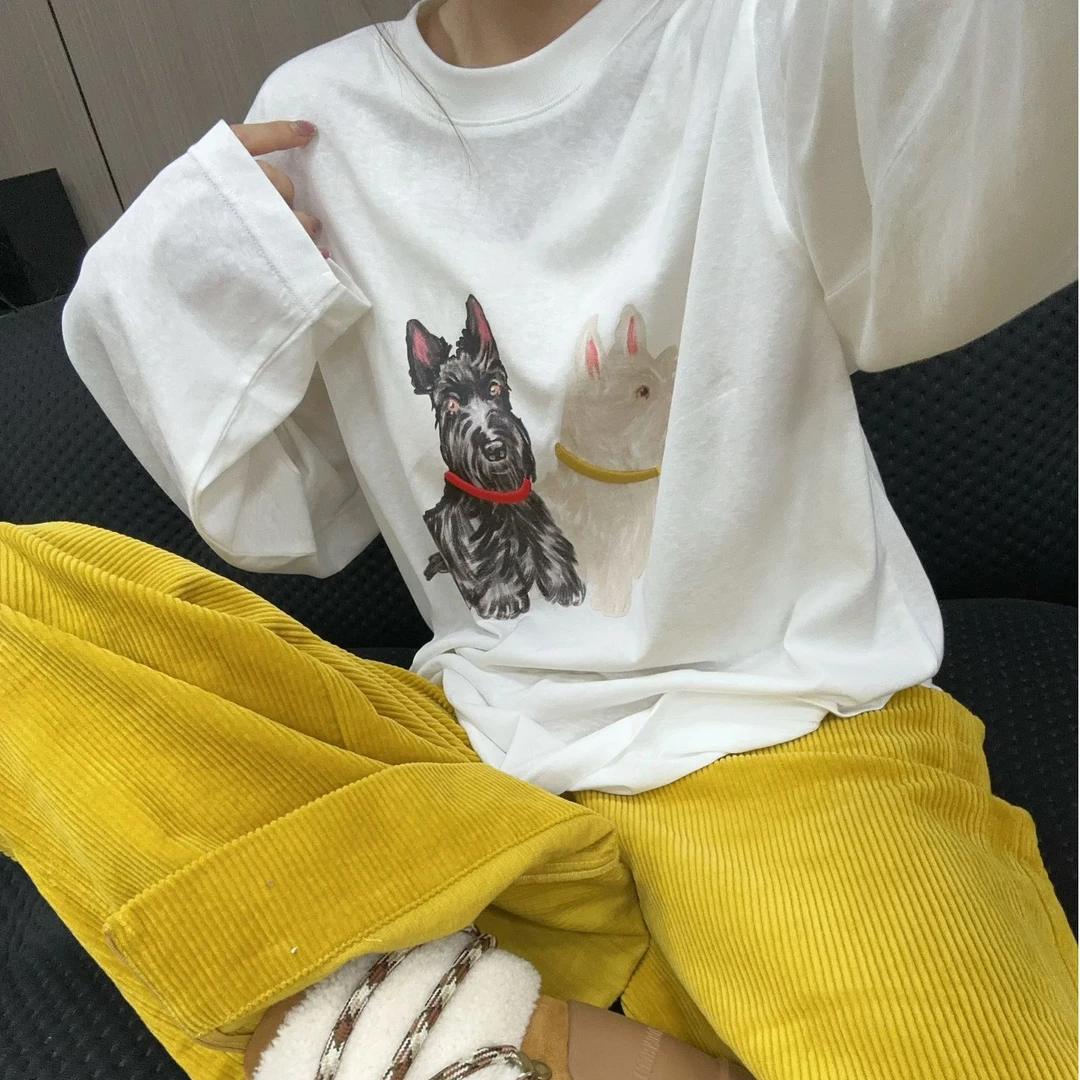 舟舟 【项圈小狗】长袖时尚休闲百搭圆领宽松