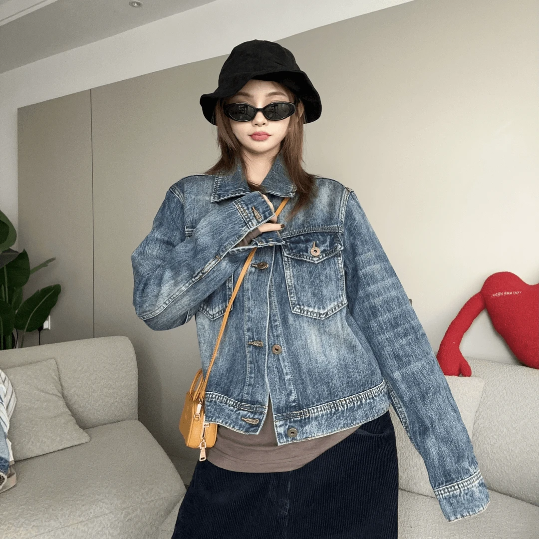 舟舟 【港风牛仔】牛仔外套时尚设计师长袖休闲水洗百搭