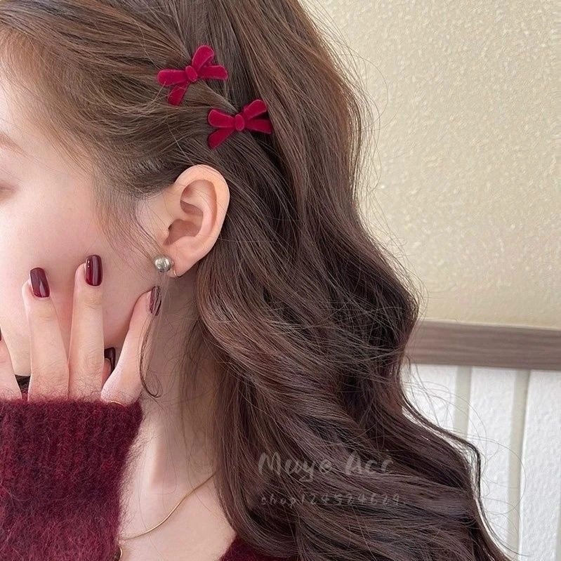 气质蝴蝶结前额刘海发夹女2024新款秋冬头饰碎发神器卡子鸭嘴夹子