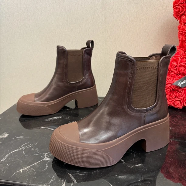 秋冬新款 切尔西靴运动大底圆头瘦瘦靴