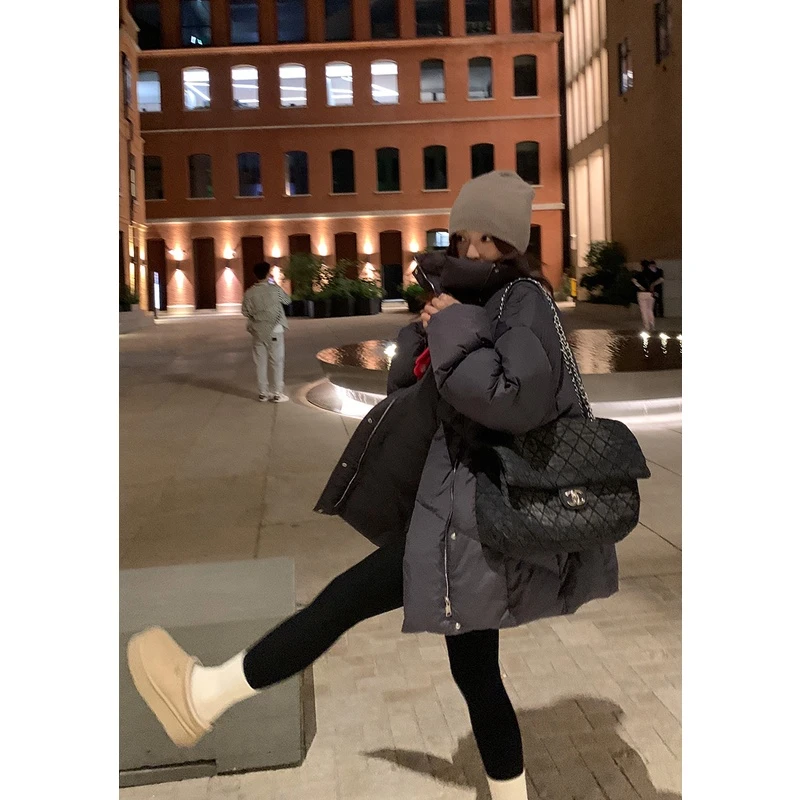 断码捡漏 雪山奶酪包~廓形大翻领保暖羽绒服90白鸭绒中长款-242