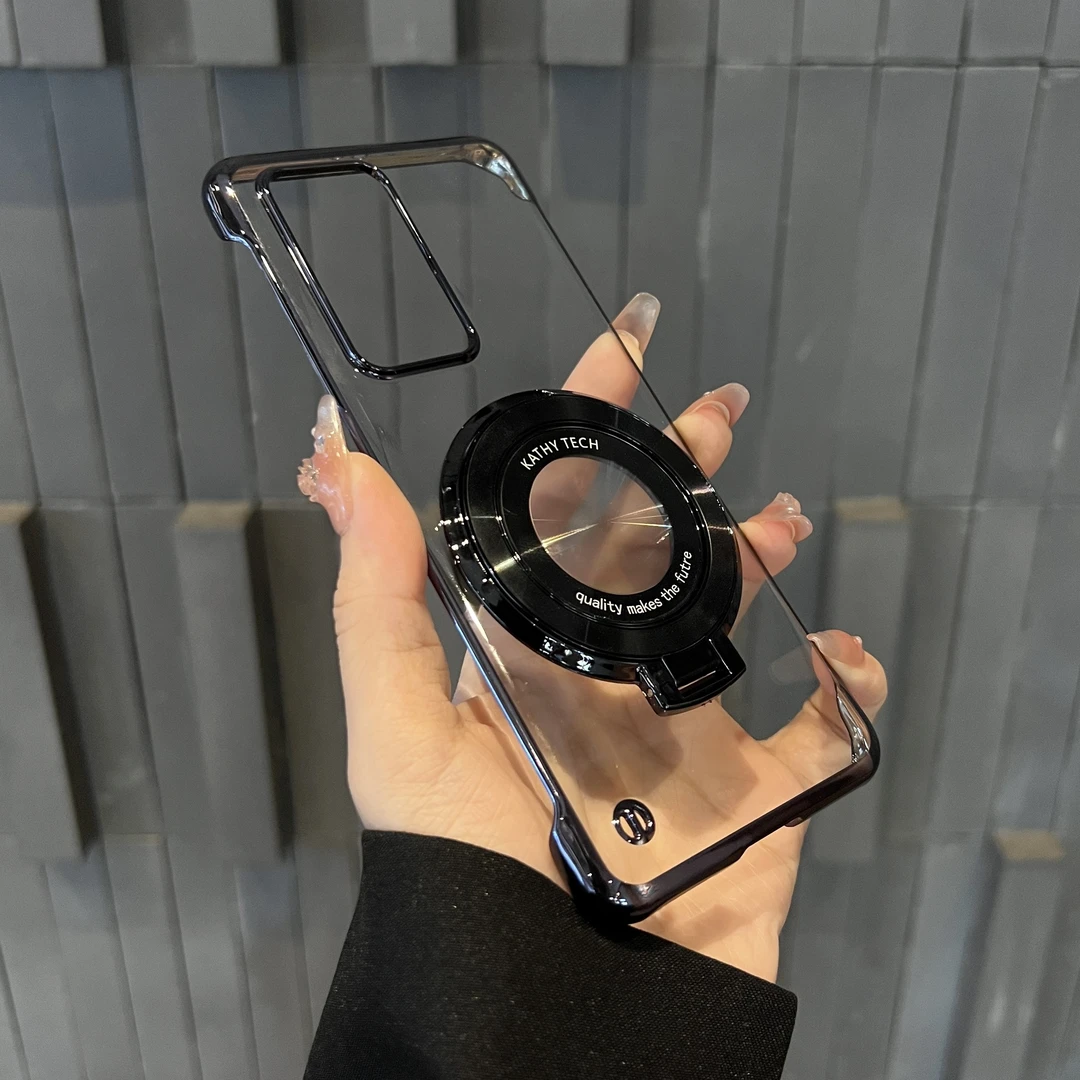 适用华为P40pro手机壳新款huawei套p40电镀磁吸高清高透支架男款2