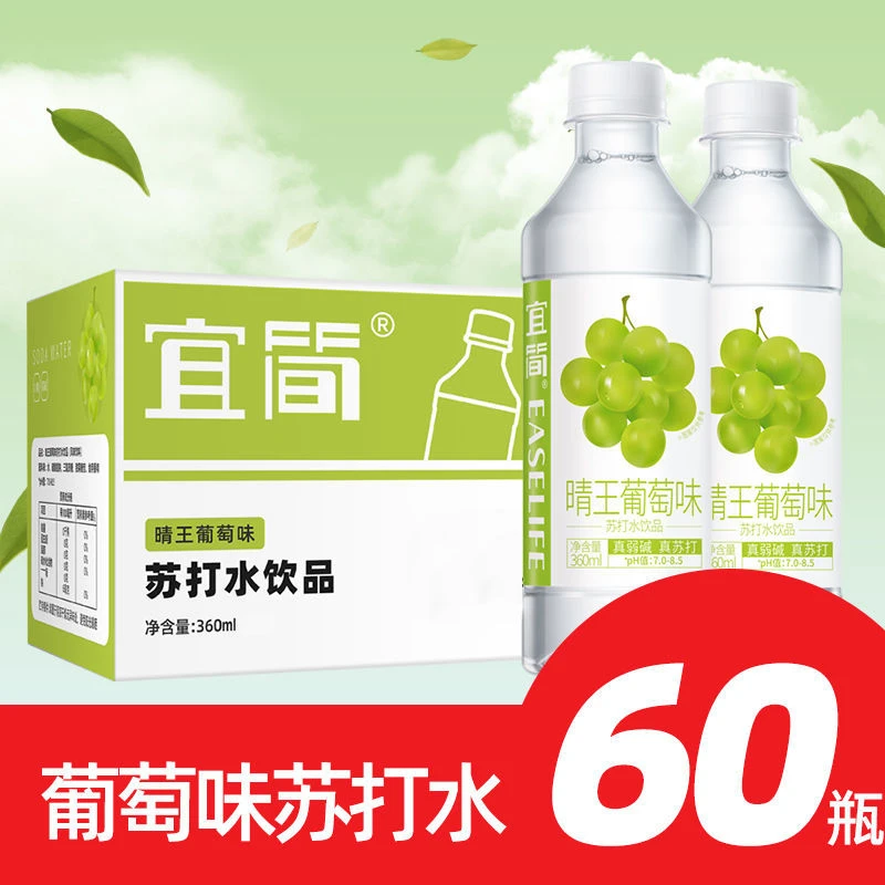 宜简 无汽苏打水弱碱性无糖饮料360ml*12瓶*5箱装夏季网红饮品