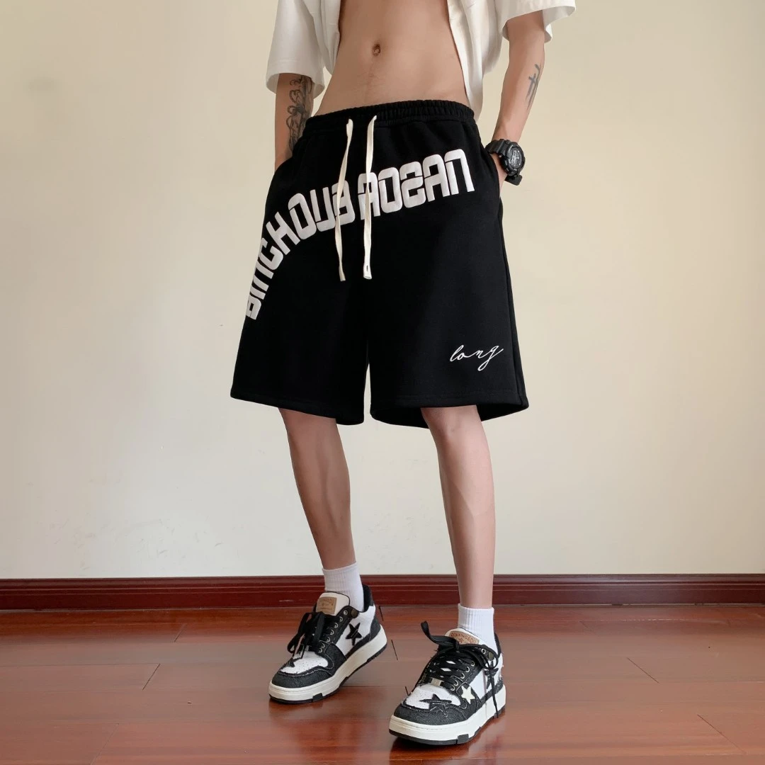 短裤男士夏季休闲中裤潮牌宽松外穿大码裤衩美式运动五分裤子男款