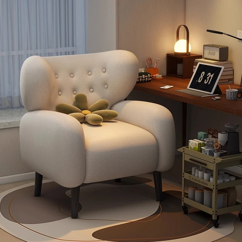 蓝泽家用休闲电脑椅久坐懒人卧室梳妆台凳子单人美甲沙发化妆椅子