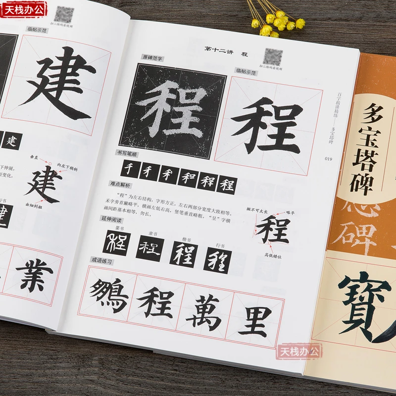 颜真卿多宝塔碑百字视频讲解 楷书毛笔教程解析书法入门字帖教程