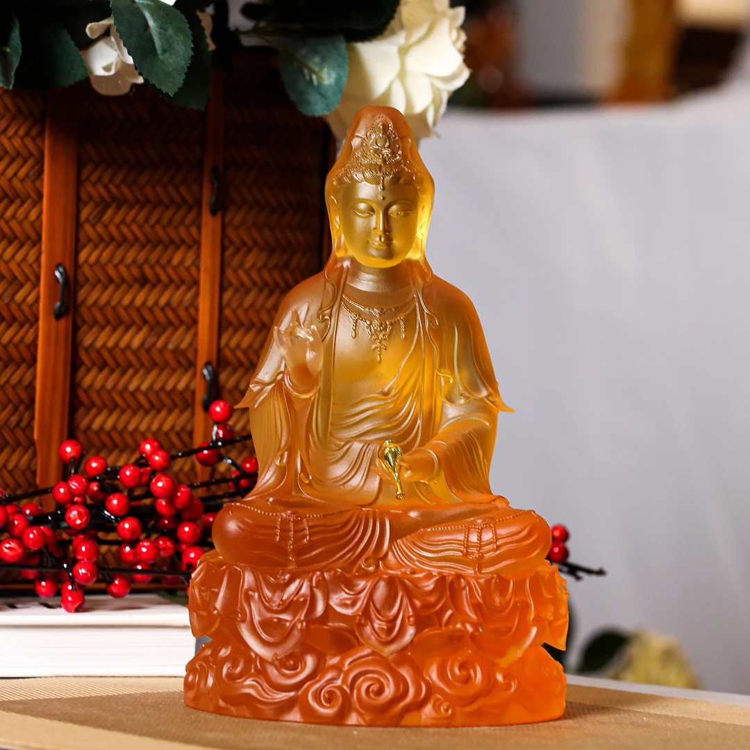 【本尼家】LL33非遗好物古法琉璃观世音家居艺术桌面装饰玄关摆件