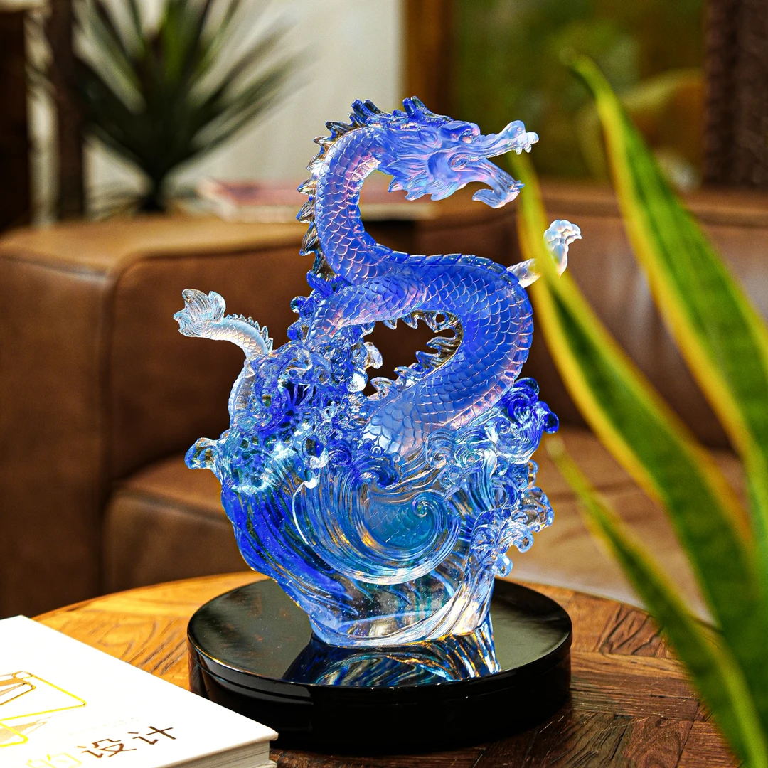 【本尼家】LL46非遗好物琉璃装饰《云龙之志》办公室书房桌面玄关摆件