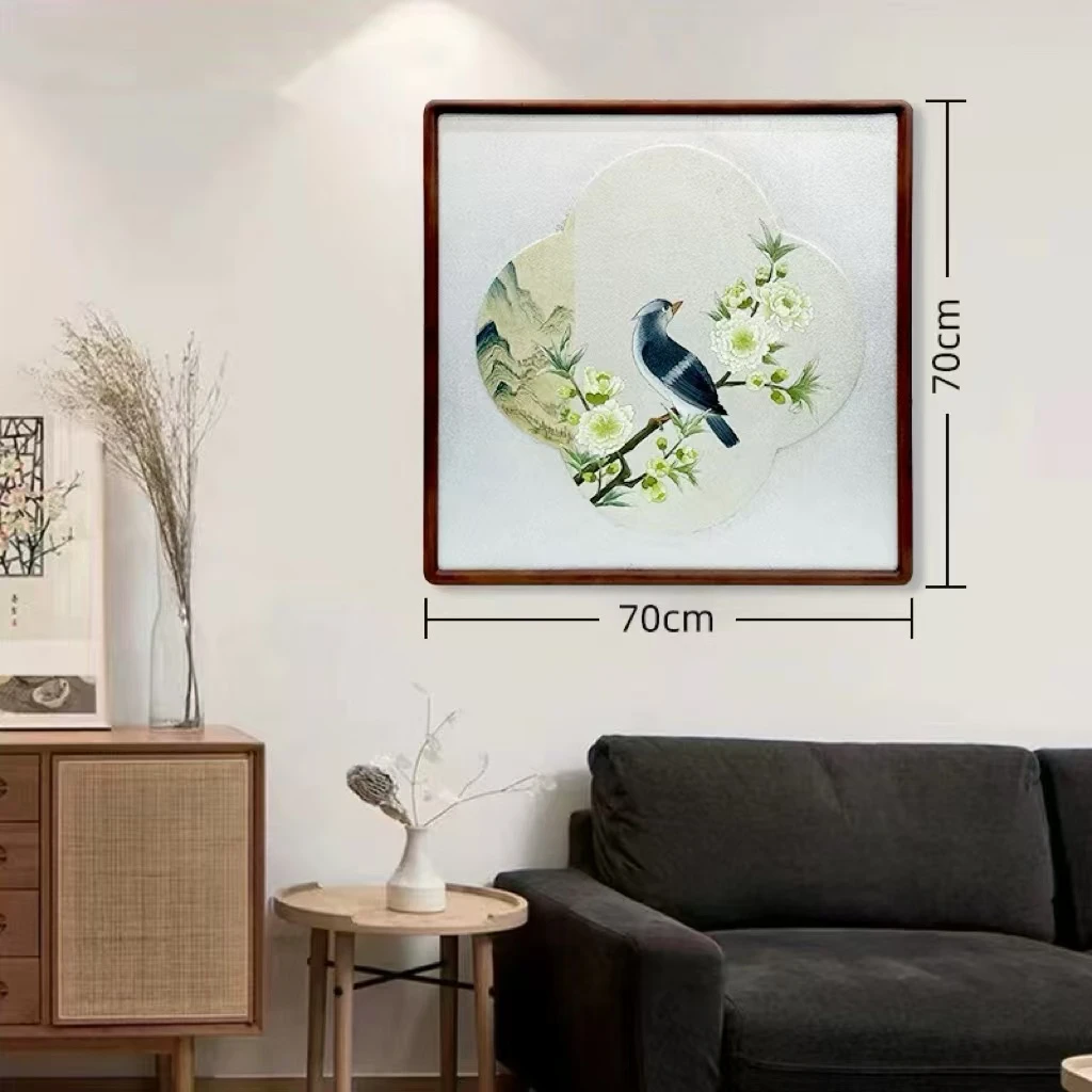 【本尼家】YZ10彩绘银底花鸟 漆画