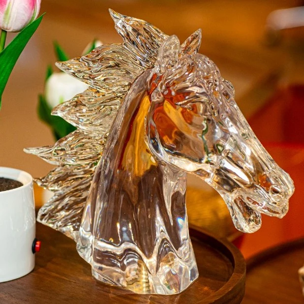 【BENNY本尼家】现代新中式透明马头摆件客厅办公室书房书柜玄关