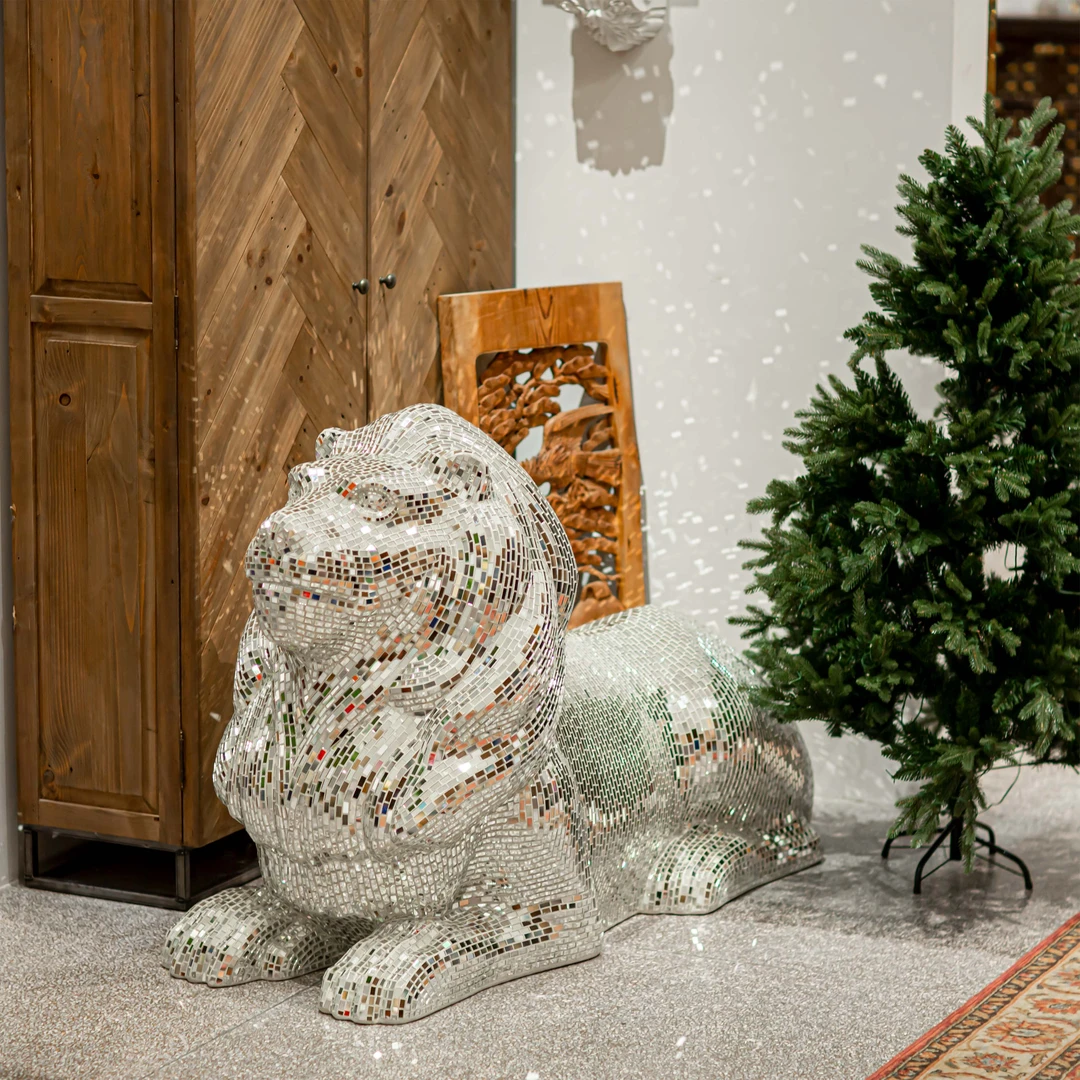 【本尼家】BJ15玻璃钢狮子卧狮造型镜片贴片装饰户外门口艺术品摆件