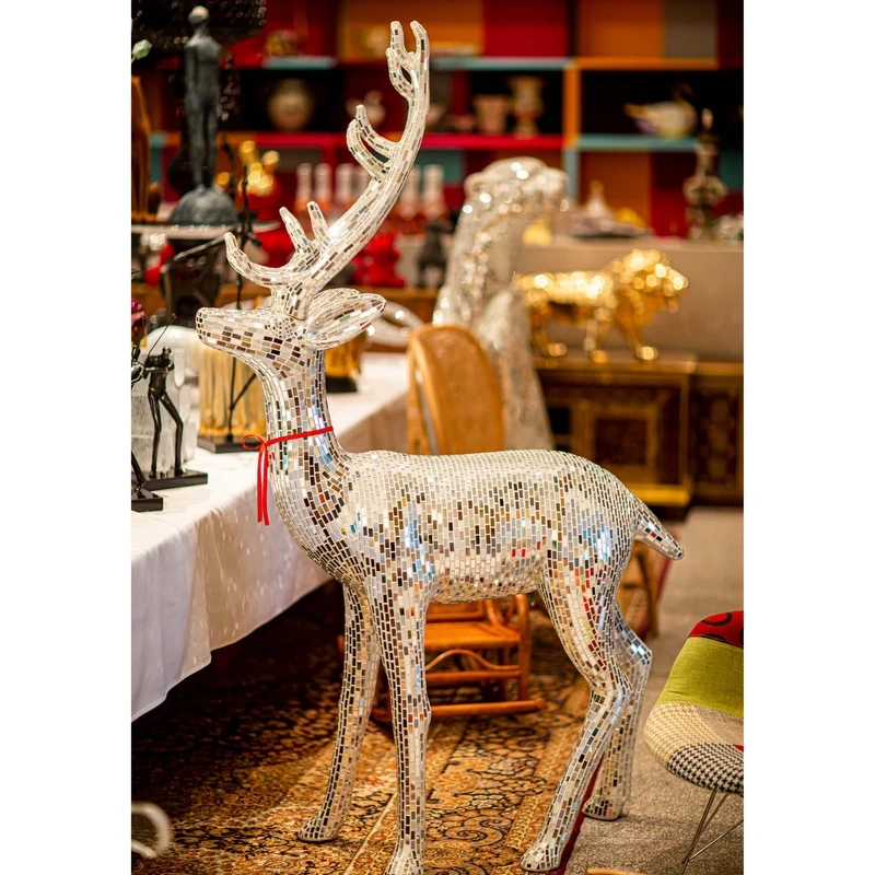 【本尼家】BJ038大梅花鹿马赛克手工贴片装饰客厅玄关落地摆件