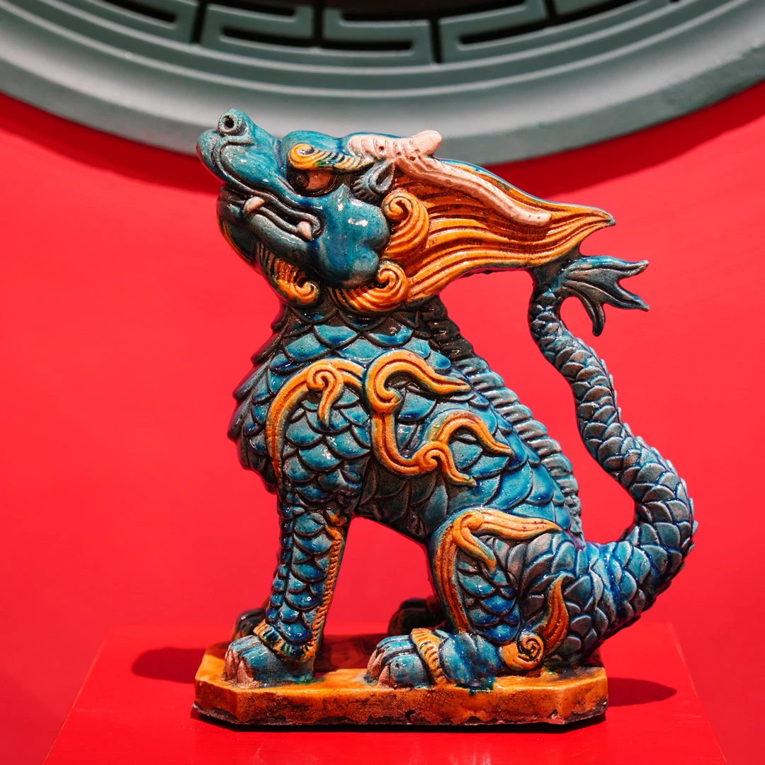 【本尼家】SX07非遗好物山西琉璃瓷《朝天吼》仿古装饰桌面玄关摆件