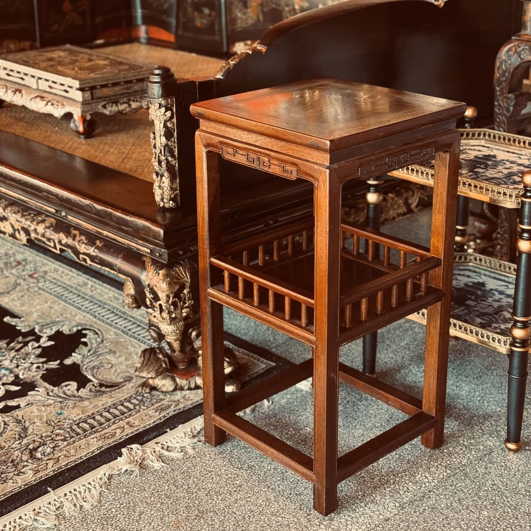 【本尼家】FG03中式复古实木花架客厅落地式边几小茶几茶叶收纳小桌