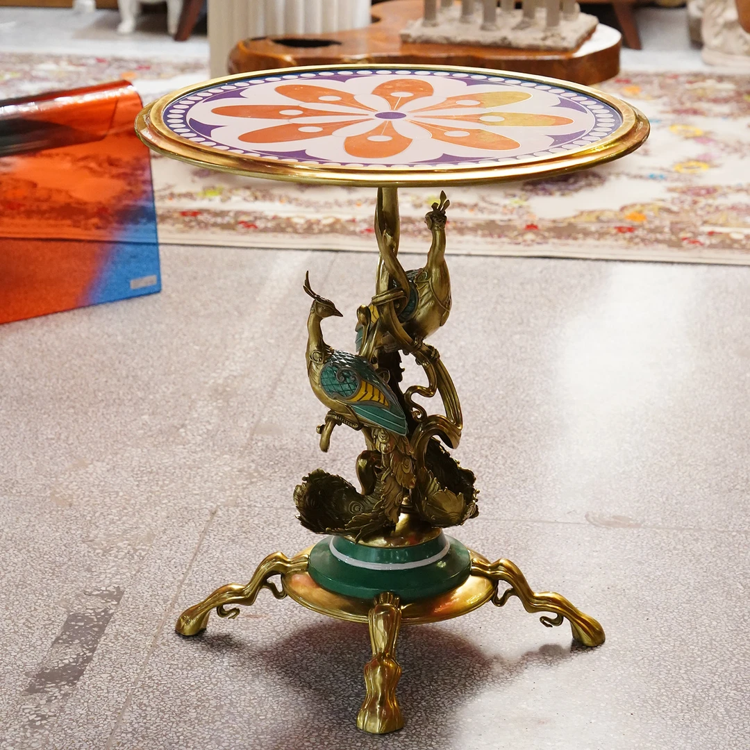 【本尼家】DG90欧式古典装饰孔雀圆瓷桌子家用边几65.5*65.5*74cm