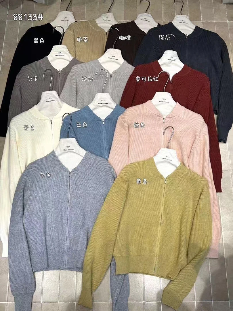 VI@88133 韩系圆领拉链款毛衣外套 11-18