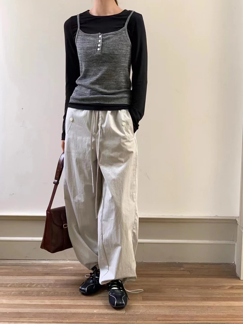 AR@63058 韩系休闲裤脚抽绳休闲裤 9-22