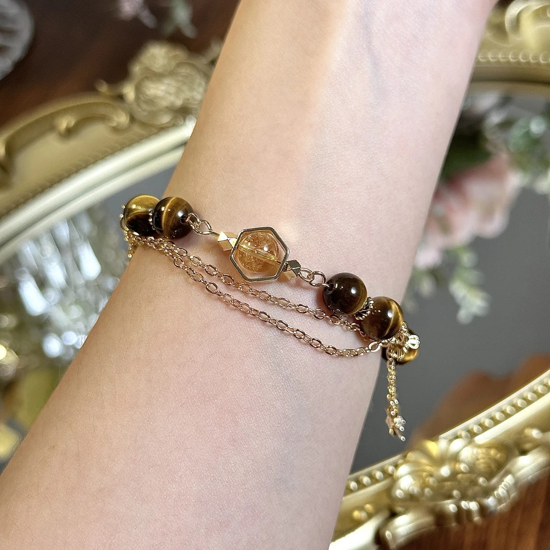 【浮光掠影：黄虎眼➕黄阿塞】以南原创设计天然水晶仙气手链