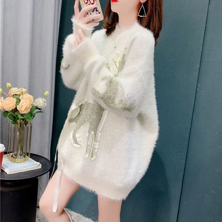 法式宽松外穿慵懒风毛衣2023秋冬新款设计感小众加厚洋气上衣女