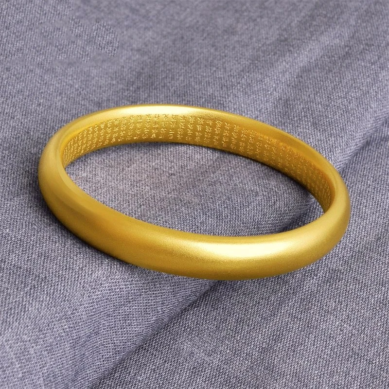 合金手镯 时尚百搭黄金色素圈心经手镯 古法传承哑光实心磨砂手环