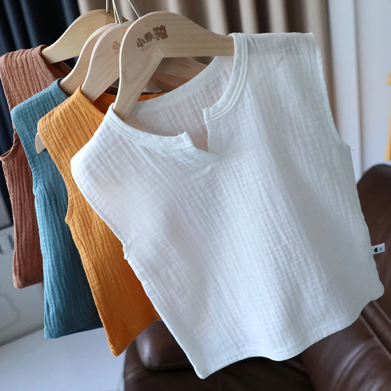 夏季新款婴儿棉麻背心宝宝无袖上衣儿童百搭背心无袖T恤韩版1835