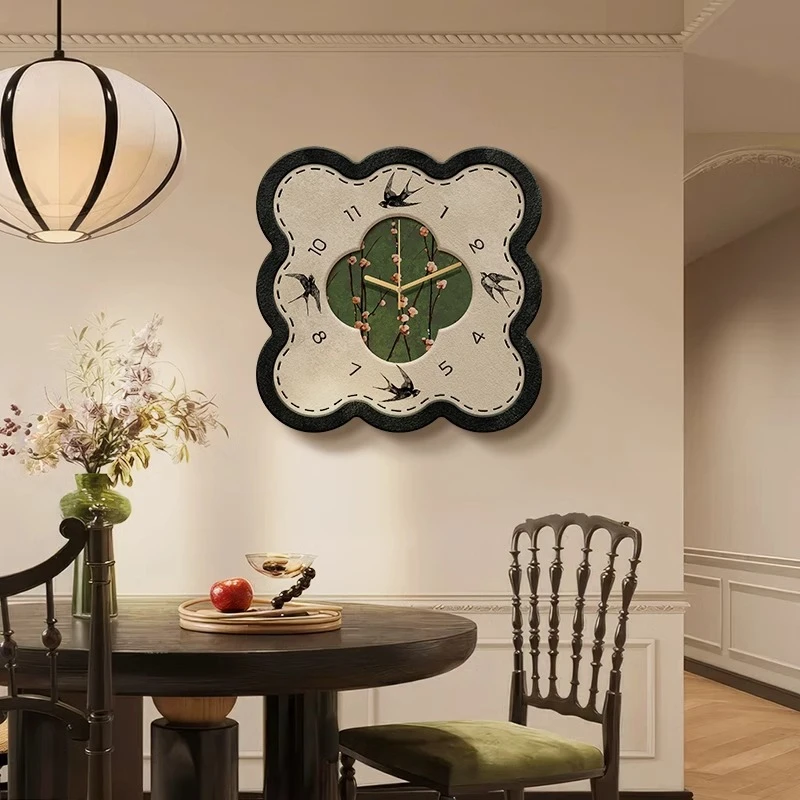 【繁花岁月】中古风餐厅挂钟法式复古客厅时钟静音餐桌背景墙钟表