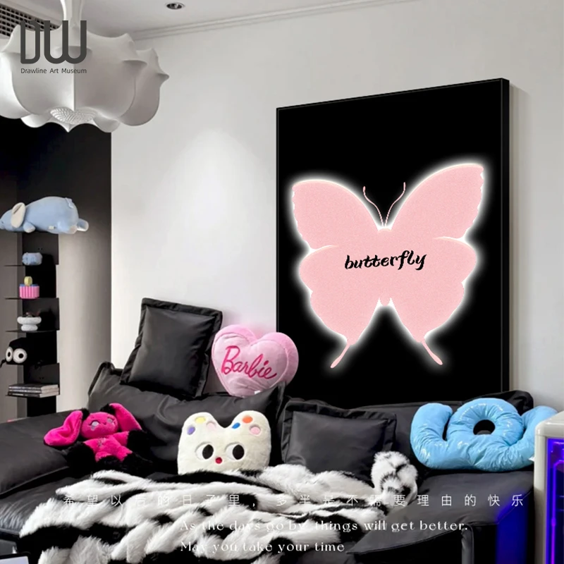 ins风蝴蝶客厅装饰画高级感沙发背景墙挂画简约创意卧室床头壁画