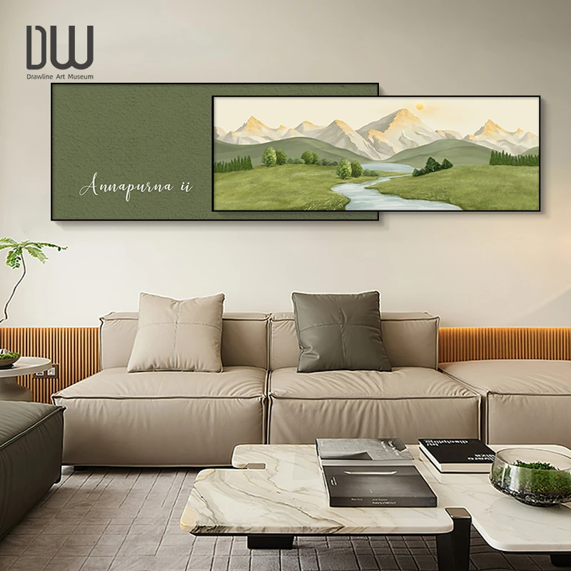 【日照金山】客厅装饰画双层挂画卧室床头沙发背景墙壁画现代简约