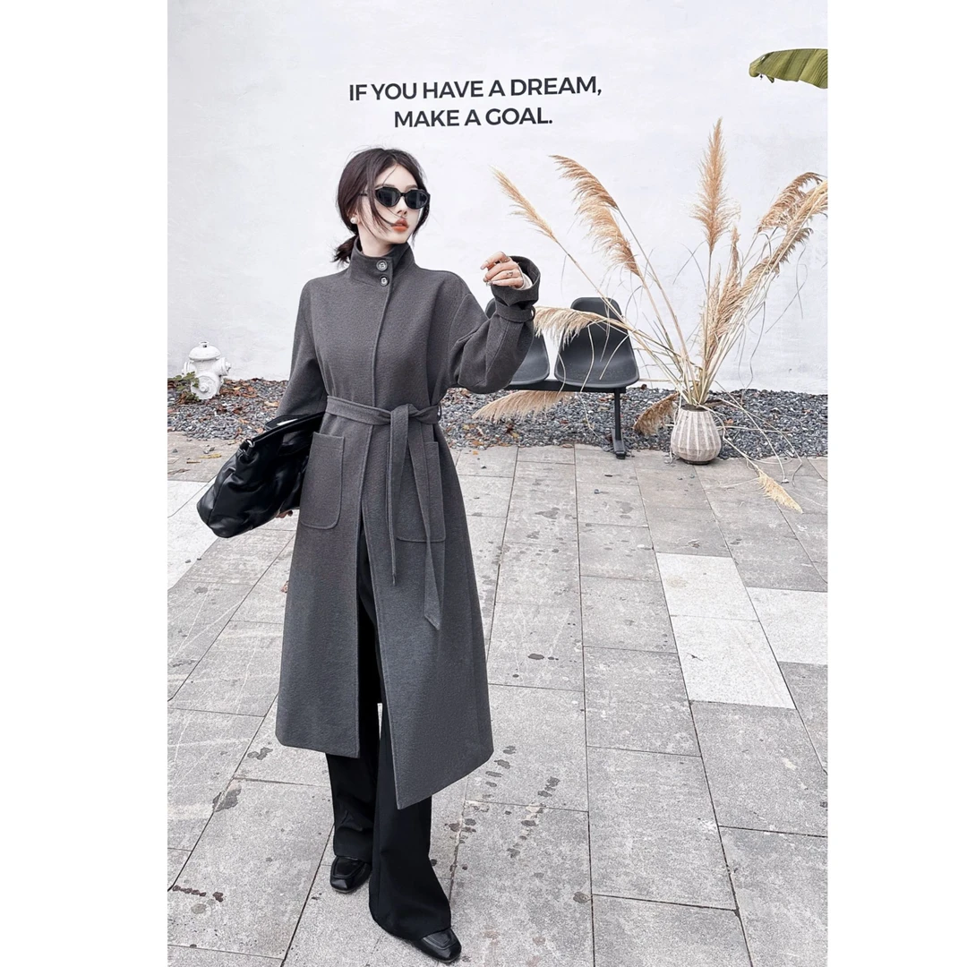 高级感气质毛呢外套女中长款2024秋冬新款慵懒风收腰显瘦呢子大衣