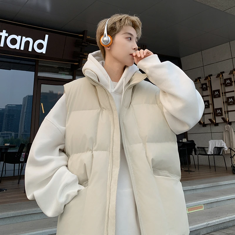 冬季百搭叠穿坎肩棉马甲男高级感加厚棉衣外套潮牌立领上衣棉马甲