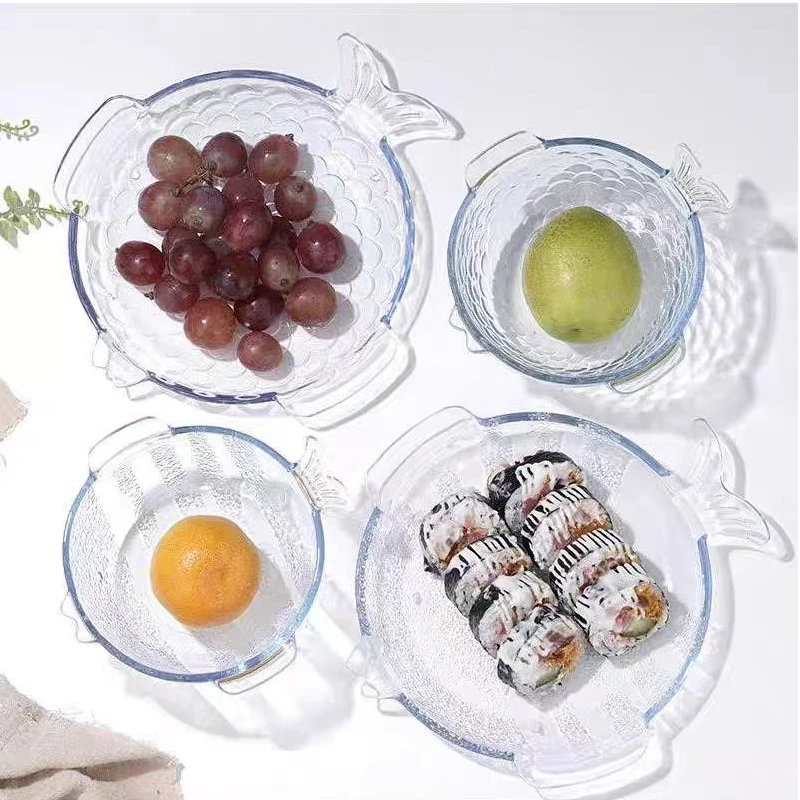【点心盘】烤盘鱼盘玻璃水果盘创意欧式仿生鱼盘家用无铅网红透明
