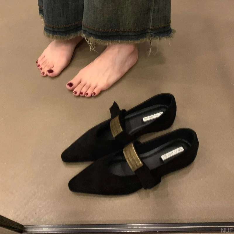 法式单鞋平底鞋2024春秋内增高小香风单鞋软底鞋子复古玛丽珍女鞋