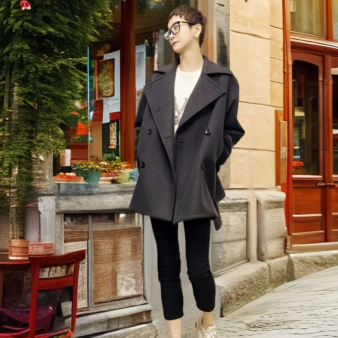 全新未使用 MaxMara FW24 走秀款双面羊绒荷叶边大衣