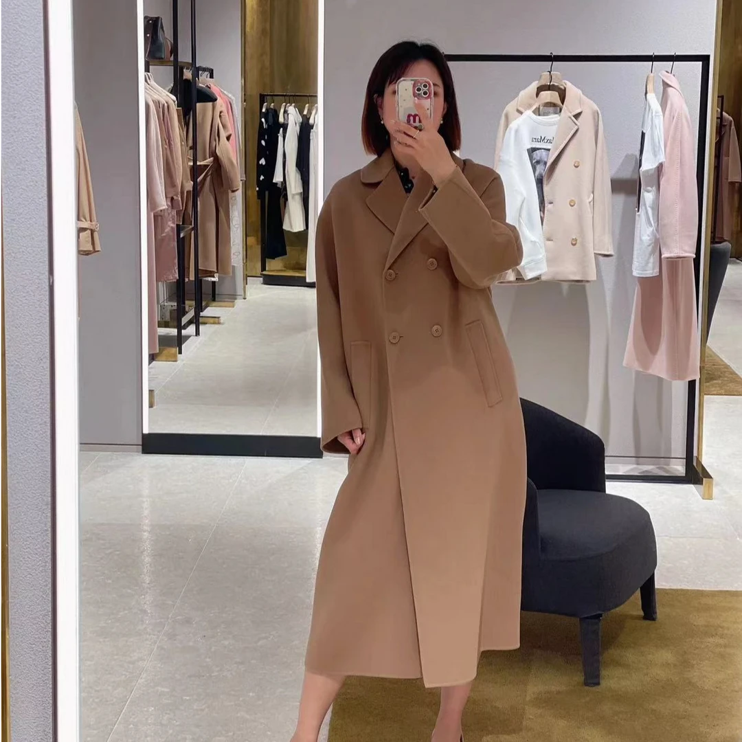 全新未使用 MaxMara 女士驼色/黑色 CAPI系列羊毛大衣/公价11300