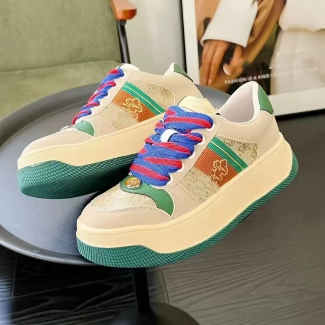 2024早秋新款真皮百搭欧洲站拼色时尚休闲板鞋2728