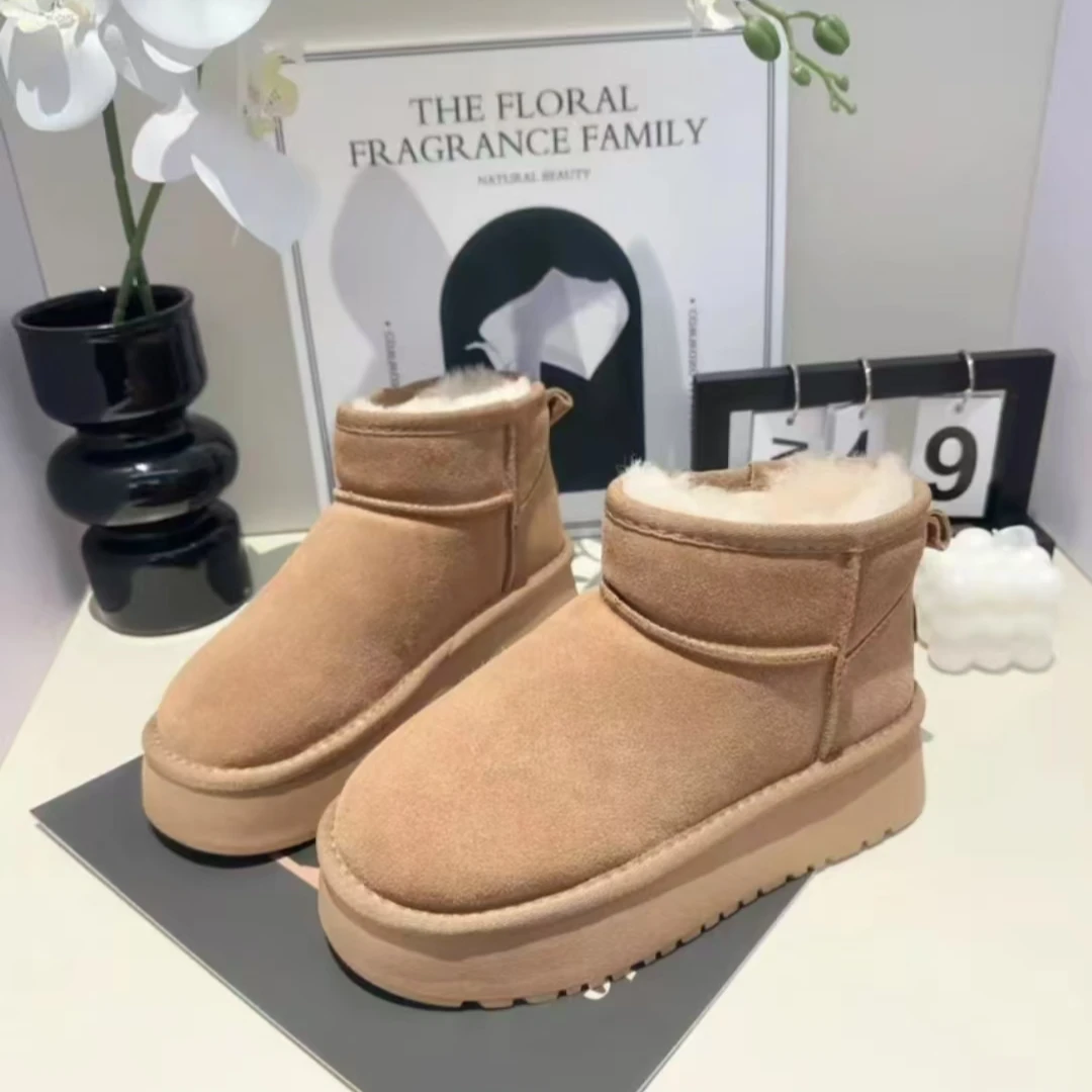 【星仔专属】女靴冬季新款加绒保暖纯色雪地靴3001