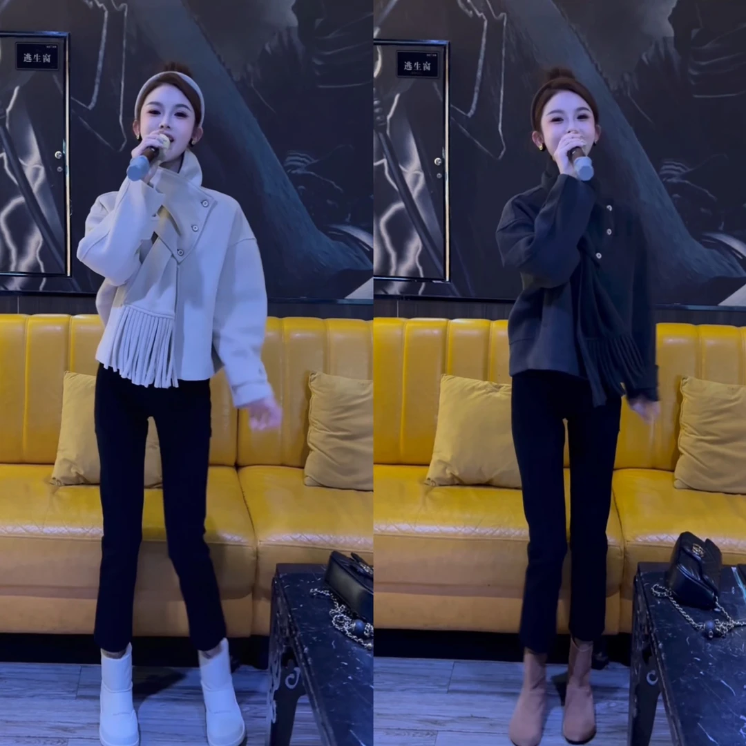 秋冬新款气质高级感短款流苏外套