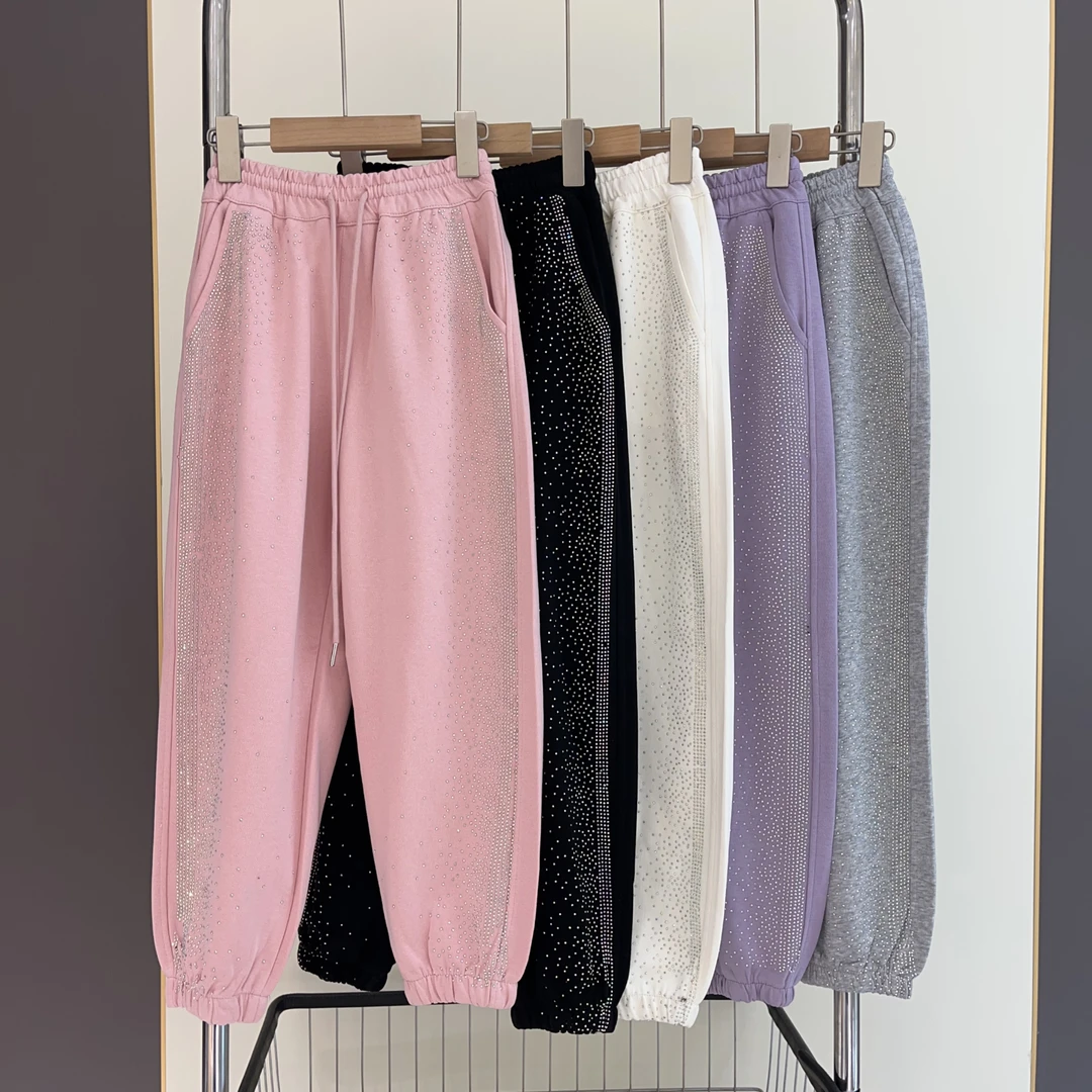 女童卫裤秋装2024新款儿童韩版洋气百搭彩钻休闲裤秋季薄款束脚裤