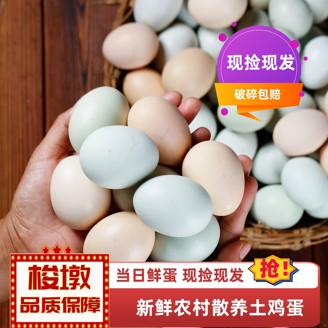 【样品蛋】梭墩家正宗营养新鲜土鸡蛋虫草养殖农家生态散养30枚50枚