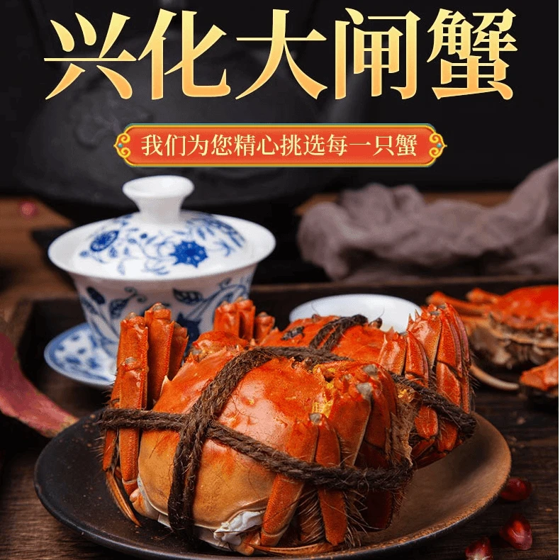 G4 兴化大闸蟹公蟹3.7-4两8只装 鲜活螃蟹