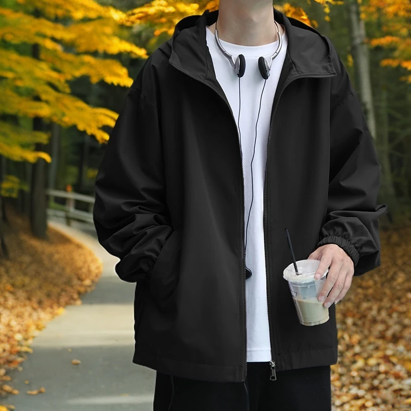 2024新款冲锋衣外套男士春秋季美式潮牌休闲连帽大码夹克上衣服