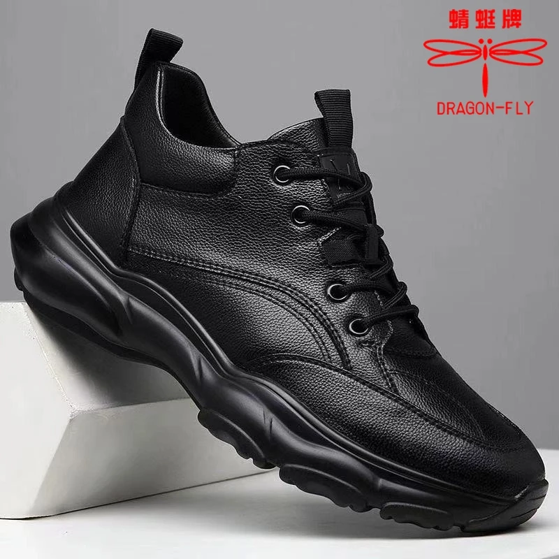 蜻蜓牌男款黑色款百搭男鞋男鞋透气加绒爸爸运动鞋商务休闲运动鞋