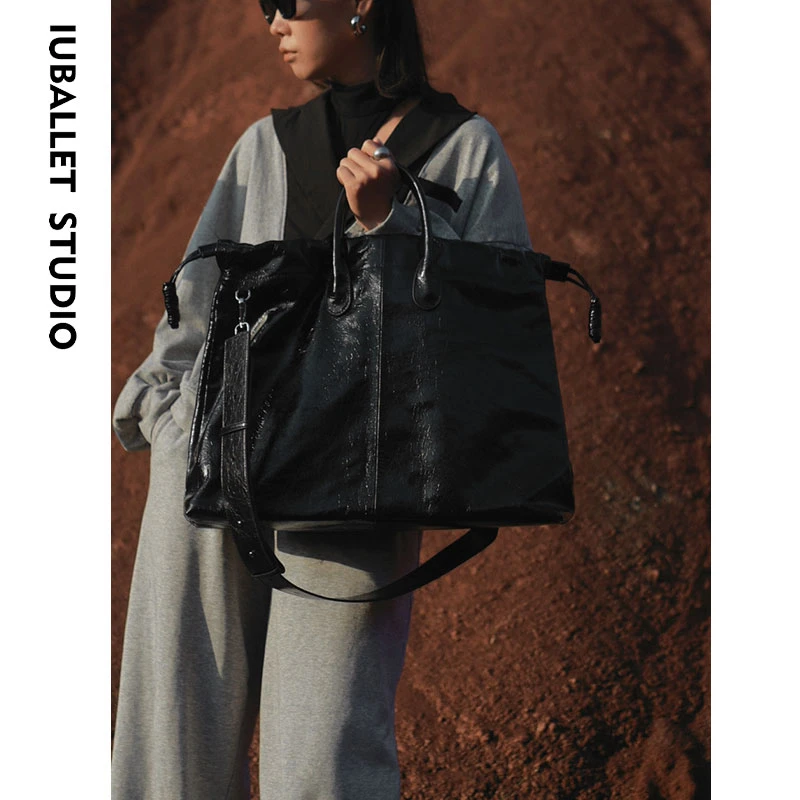 IUBALLET 购物袋托特包头层牛皮无性别大容量手提包斜挎女包