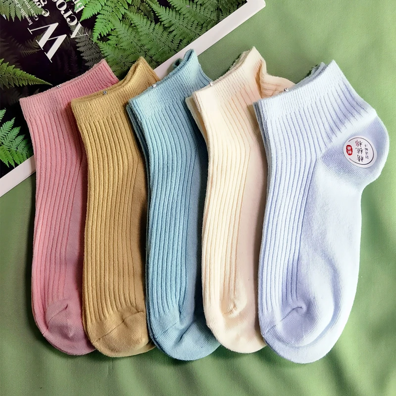 袜子女中短筒夏季薄款棉袜正品棉纱线防臭春秋款黑白色女士短袜