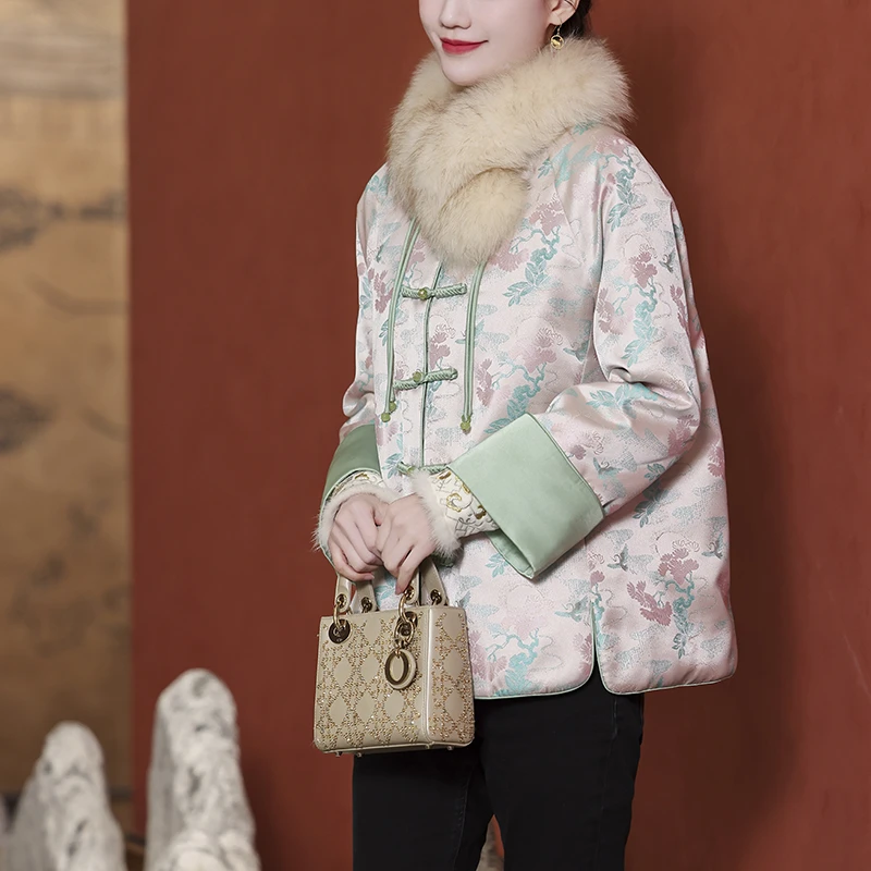 新中式2025年新款冬季羽绒服复古外套唐装中国风女装中式上衣