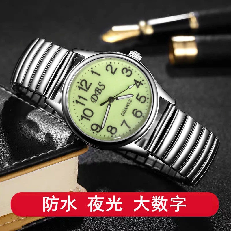 老人数字手表女防水夜光弹簧松紧弹力带老年人妈妈奶奶电子石英男