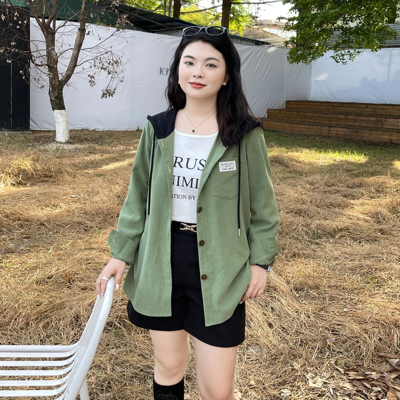 采多宝大码女装韩版撞色连帽宽松百搭外套CDW0623N