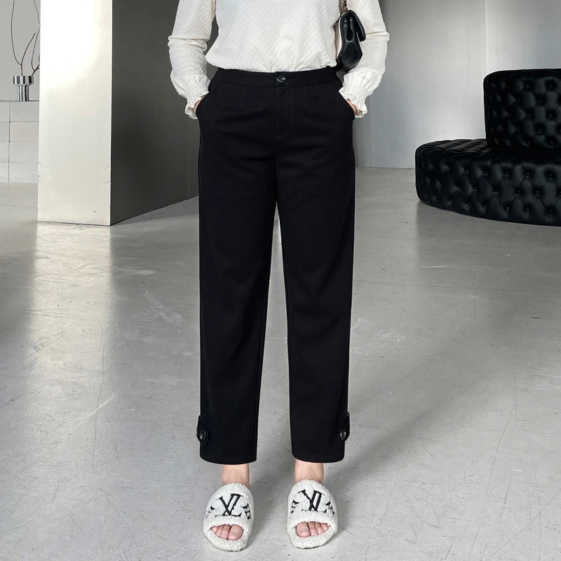 采多宝大码女装橡筋腰百搭老爹裤CDK0360