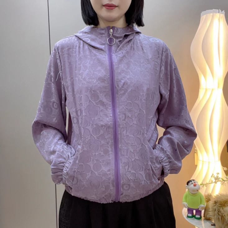 高定时尚连帽透气百搭小外套防晒夏季休闲女士薄款长袖中式上衣02
