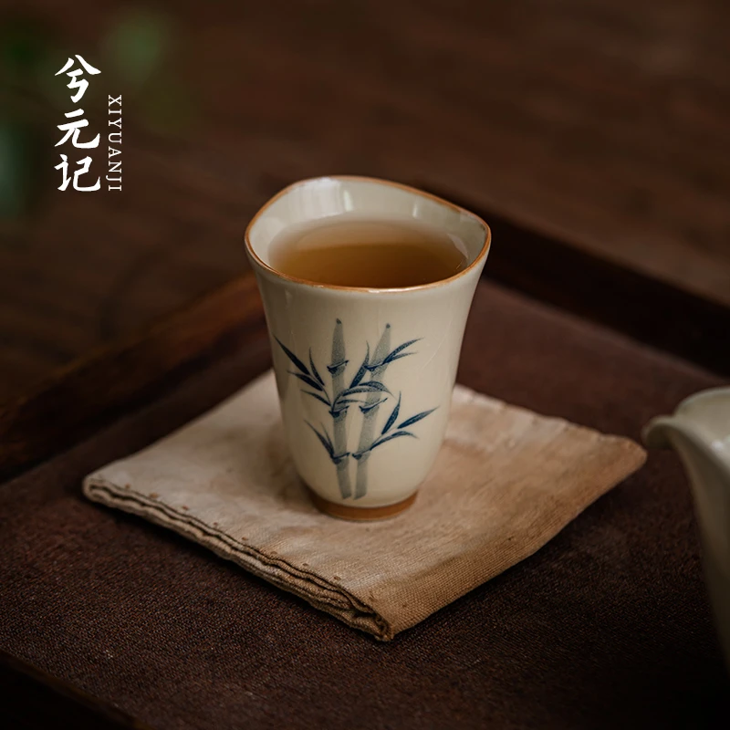 豆黄汝窑主人杯高档高端个人专用茶杯单个杯子茶盏陶瓷茶碗品茗杯